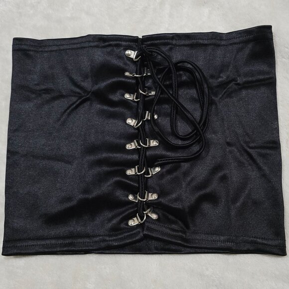 🆕️🆑️ American Deadstock Up Front Tube Top Black Lace-up Large - Picture 2 of 5